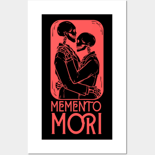 Memento Mori  Red Skeleton Kiss T-shirt Posters and Art